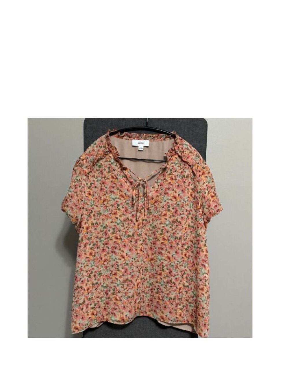 CeCe Puff Short Sleeve Floral Blouse
